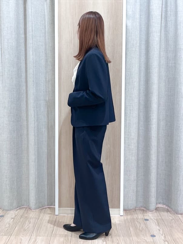 みーちゃんさんの「grove｜【マシンウォッシュ／防シワ/SS-3L】ストレッチノーカラージャケット」を使ったコーディネート