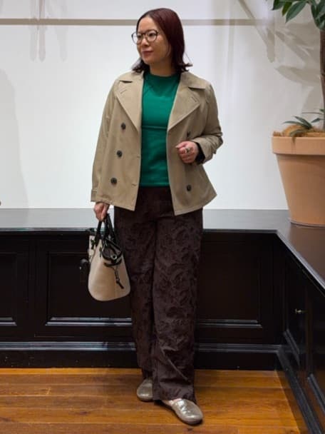 Asamiさんの「DRESSTERIOR｜【ウォッシャブル/撥水素材】Aラインショートトレンチジャケット」を使ったコーディネート