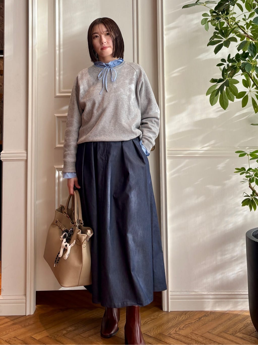 nakaoさんの「DRESSTERIOR｜◆ウォッシャブルコットンカシミヤプルオーバーニット」を使ったコーディネート