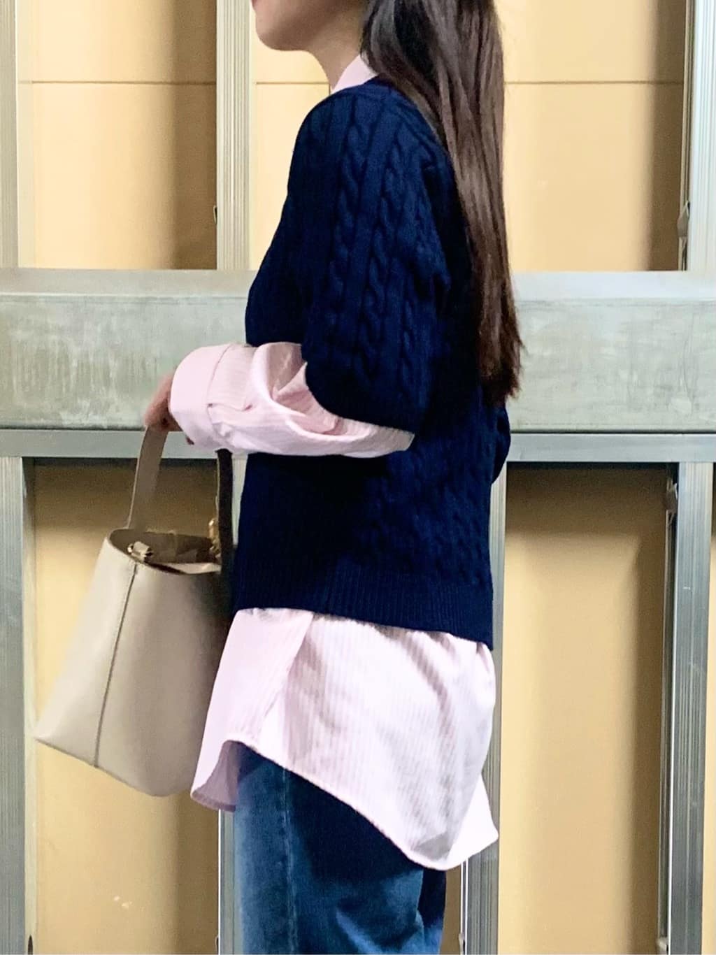 sahoさんの「THE SHOP TK｜【POLO BCS 別注】5分袖ケーブルニット」を使ったコーディネート
