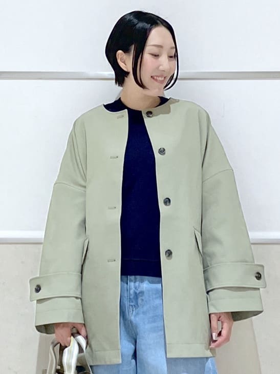 eriko さんの「Dessin｜【花粉ガード/撥水加工/洗える】クルーネックスプリングコート」を使ったコーディネート