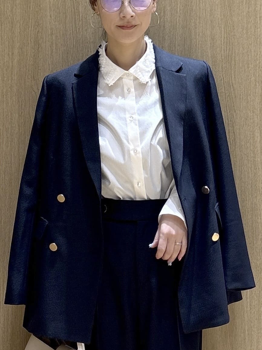 たけねぇさんの「OPAQUE.CLIP｜金ボタンダブルブレストテーラードジャケット／セットアップ対応【洗える】」を使ったコーディネート