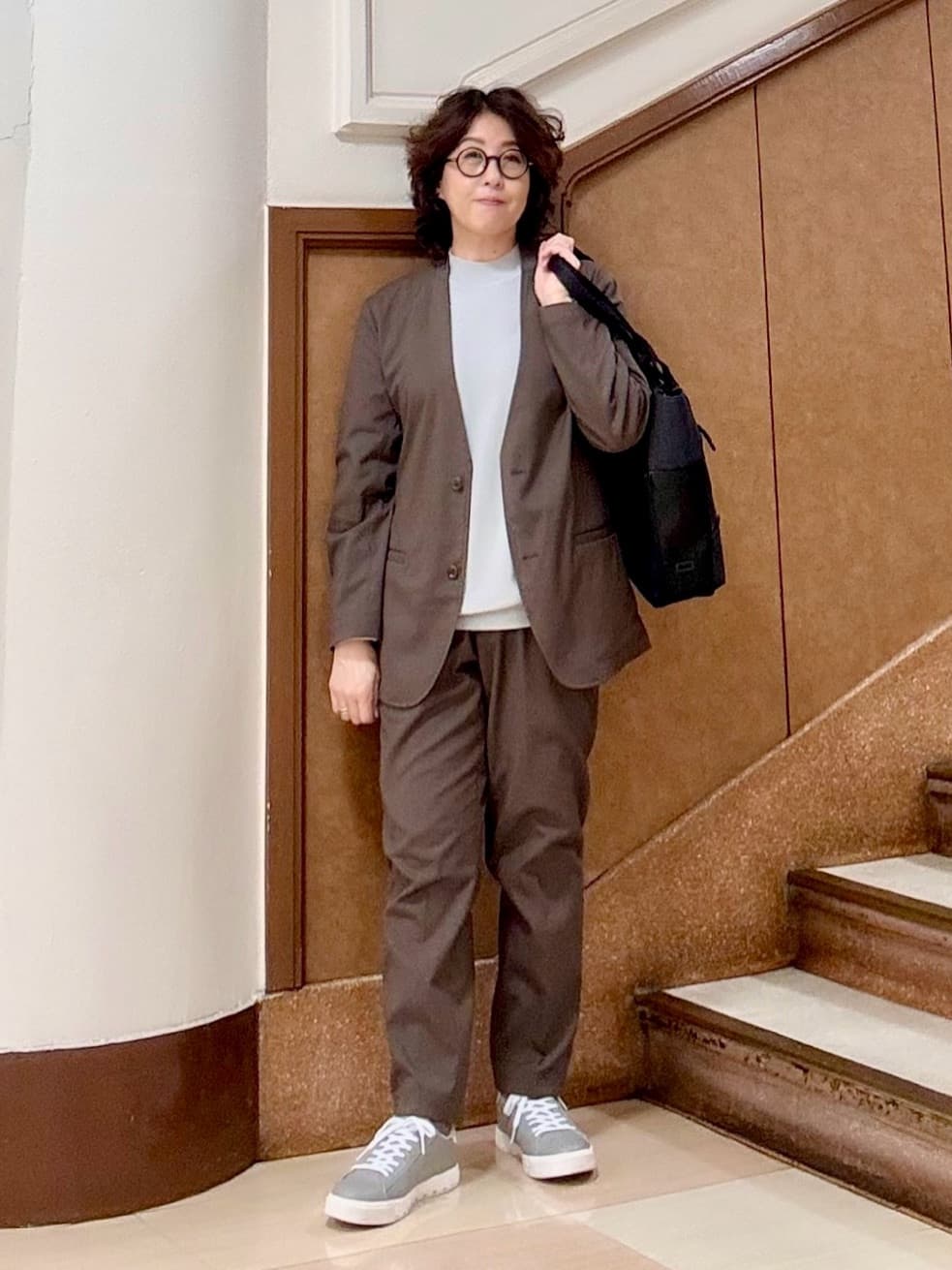 のぐみさんの「TAKEO KIKUCHI｜【ON／OFF兼用】CARREMANファブリック ノーカラージャケット」を使ったコーディネート