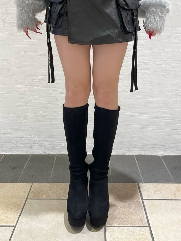 Maoさんの「ESPERANZA｜【ラク盛り/約12cm】ラク盛り厚底ロングブーツ」を使ったコーディネート