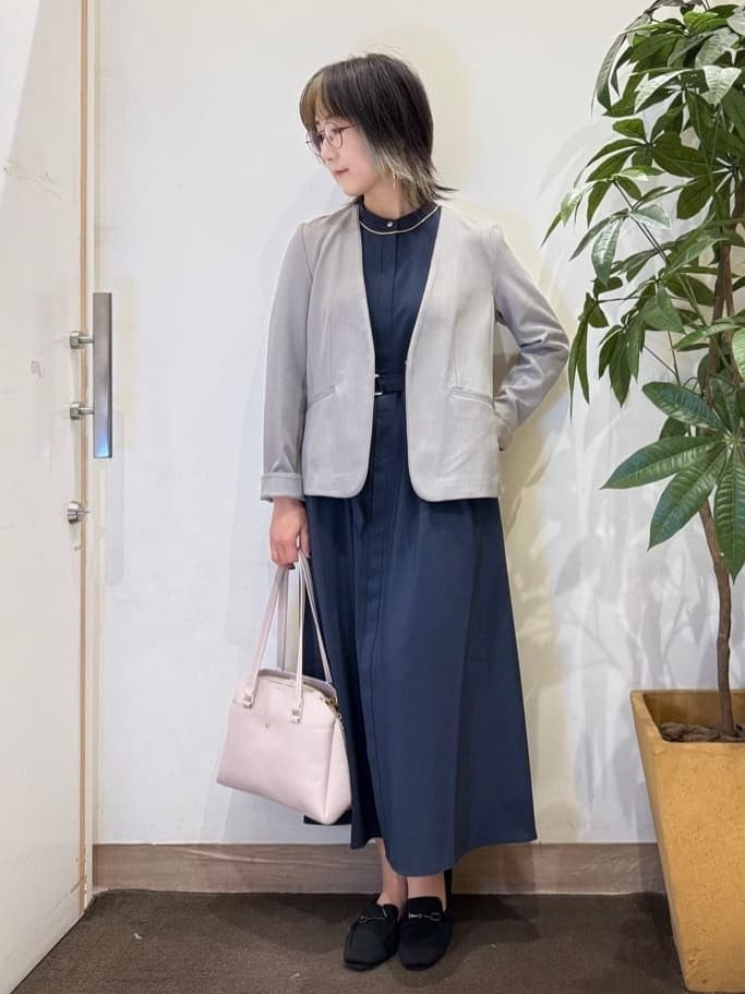 misakiさんの「SHOO･LA･RUE｜【洗濯機可/UV/SS-3L】すっきり好印象 ノーカラージャケット」を使ったコーディネート
