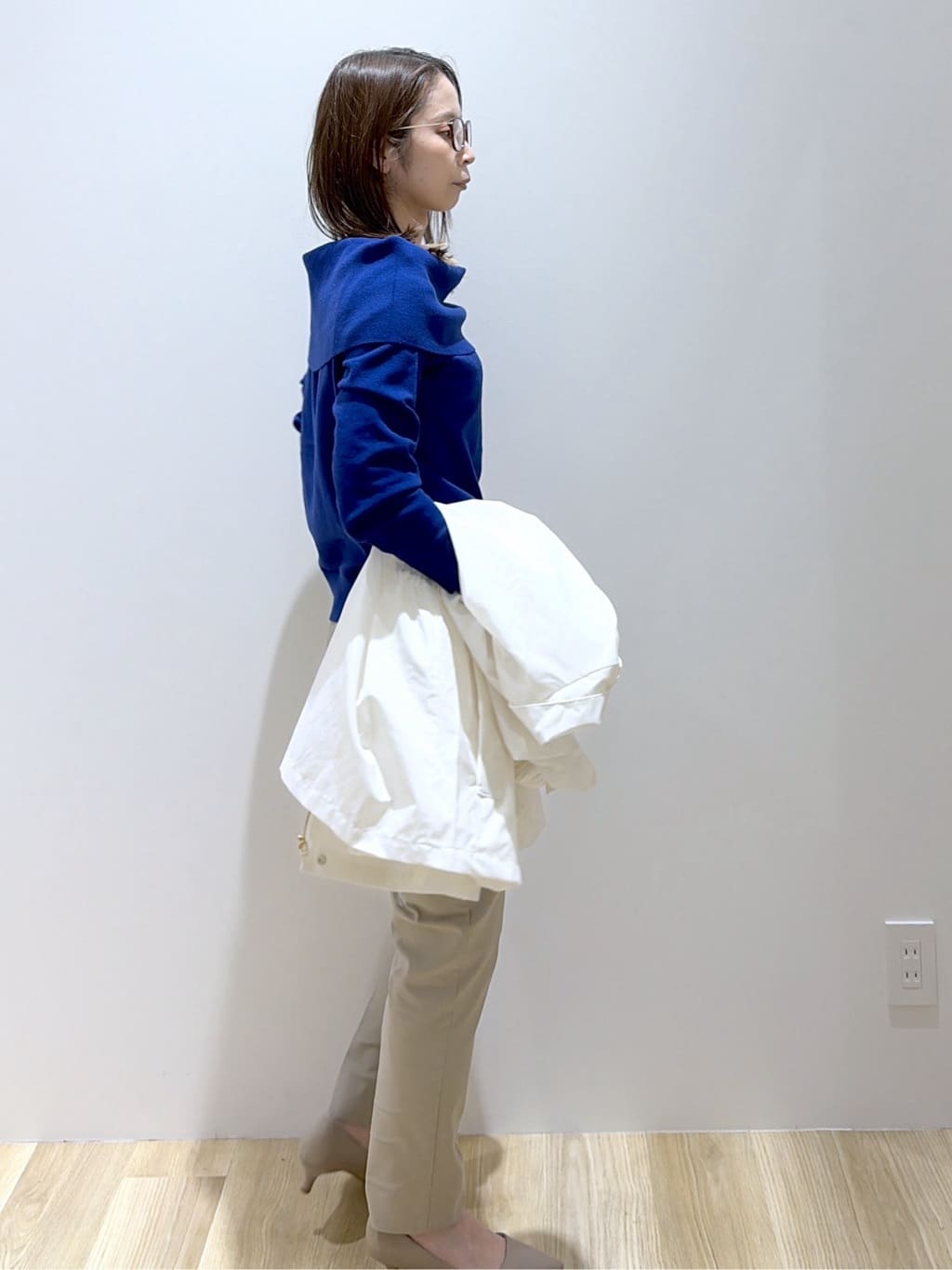 えりさんの「OPAQUE.CLIP｜オフショルダーデザインニット【洗濯機OK】」を使ったコーディネート