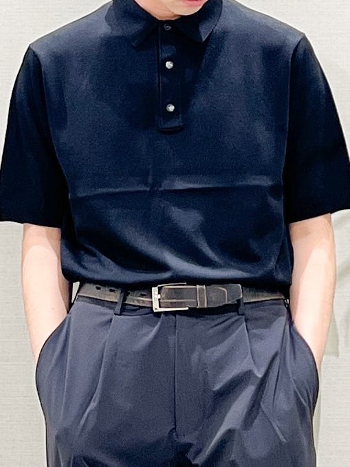 SHI-MAさんの「THE SHOP TK｜《KURO》半袖ニットポロシャツ 接触冷感」を使ったコーディネート