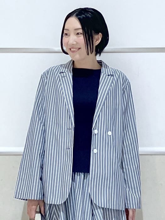 eriko さんの「Dessin｜【セットアップ可/洗える】ストライプシャツジャケット」を使ったコーディネート