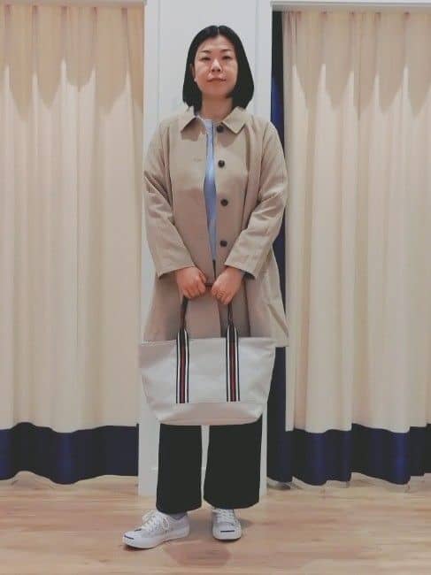 WATAさんの「Dessin｜【花粉ガード/撥水加工/洗える】ステンカラースプリングコート」を使ったコーディネート