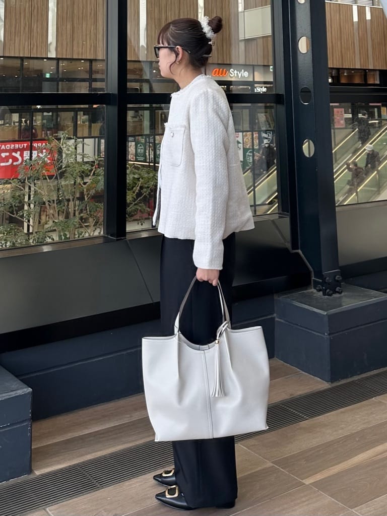 cottonさんの「THE SHOP TK｜【通勤・セレモニー】ツイードノーカラージャケット」を使ったコーディネート