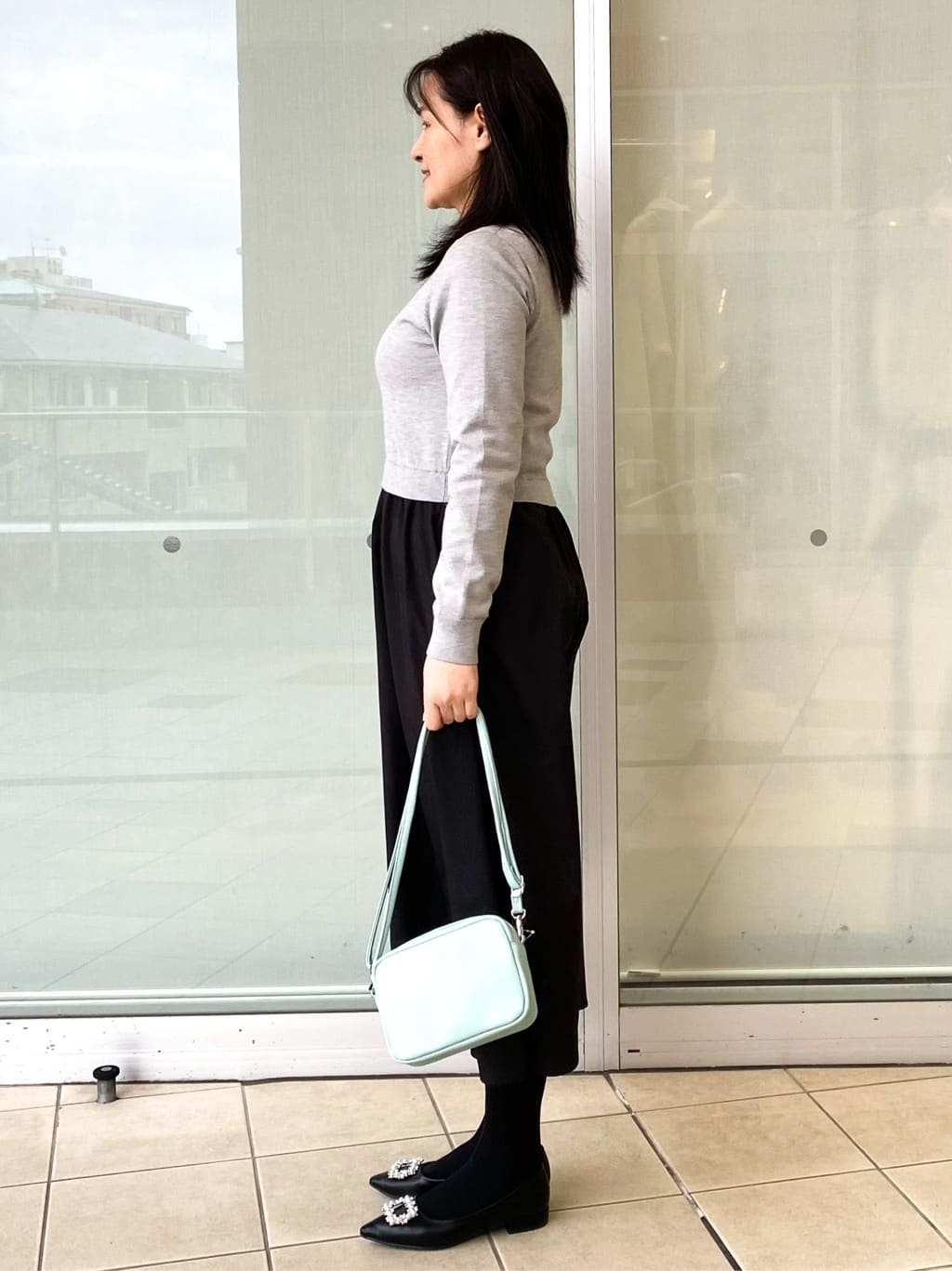 Jeanさんの「OPAQUE.CLIP｜ダブルポロ衿ニットドッキングワンピース【洗濯機OK】」を使ったコーディネート