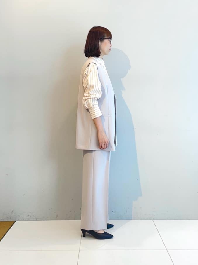 murayamaさんの「INDIVI｜【2WAY／洗える】ラメストライプ コットン混シャツ」を使ったコーディネート