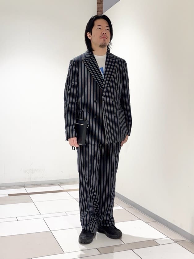 及川さんの「TAKEO KIKUCHI｜【BOWLER HAT LABEL】サッカーストライプ ダブルジャケット」を使ったコーディネート