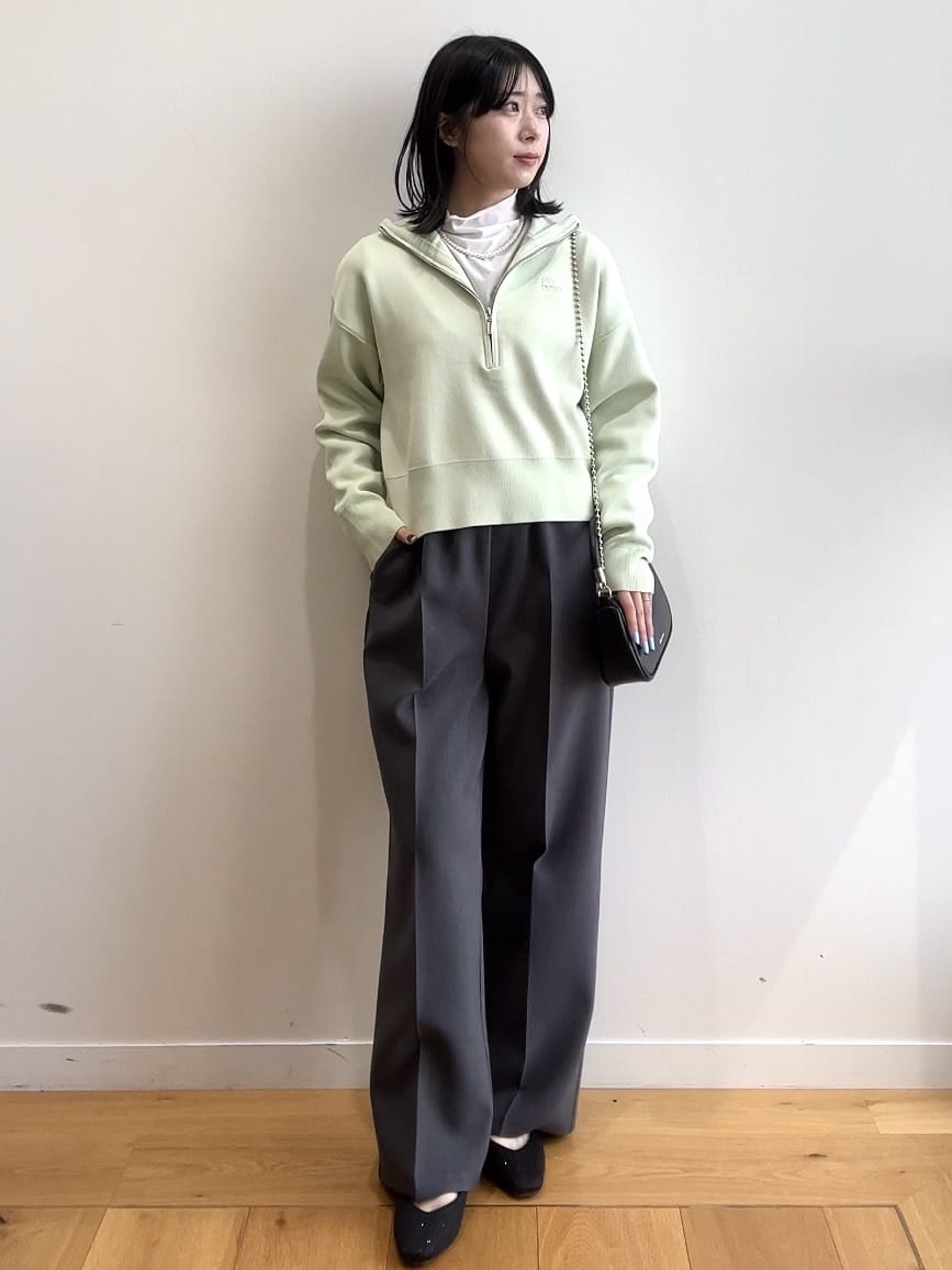 RINAさんの「OPAQUE.CLIP｜ハーフZIP刺繍ロゴニット【洗濯機OK】」を使ったコーディネート
