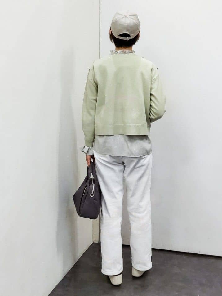 やまちゃんさんの「grove｜【おうちで洗える】顔周りすっきり、ボートネックニット」を使ったコーディネート