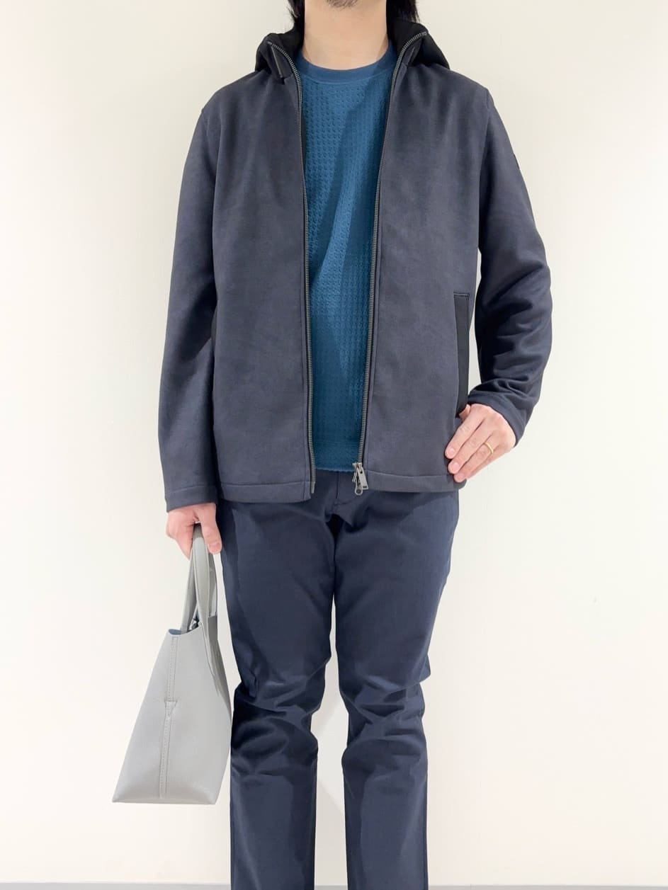 及川さんの「TAKEO KIKUCHI｜【JUST ONE LAYER】ダウンファブリック ジップアップ フード ブルゾン」を使ったコーディネート