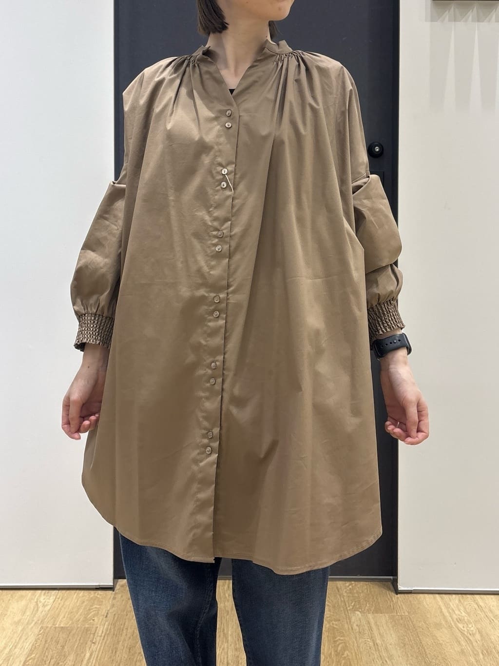 risaさんの「Dessin｜【洗える】シャーリングネックチュニックシャツ」を使ったコーディネート