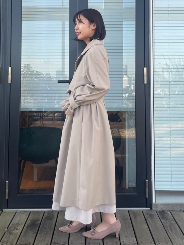 abeさんの「Couture brooch｜【ハレの日・通勤】レース袖タックフレアワンピース」を使ったコーディネート