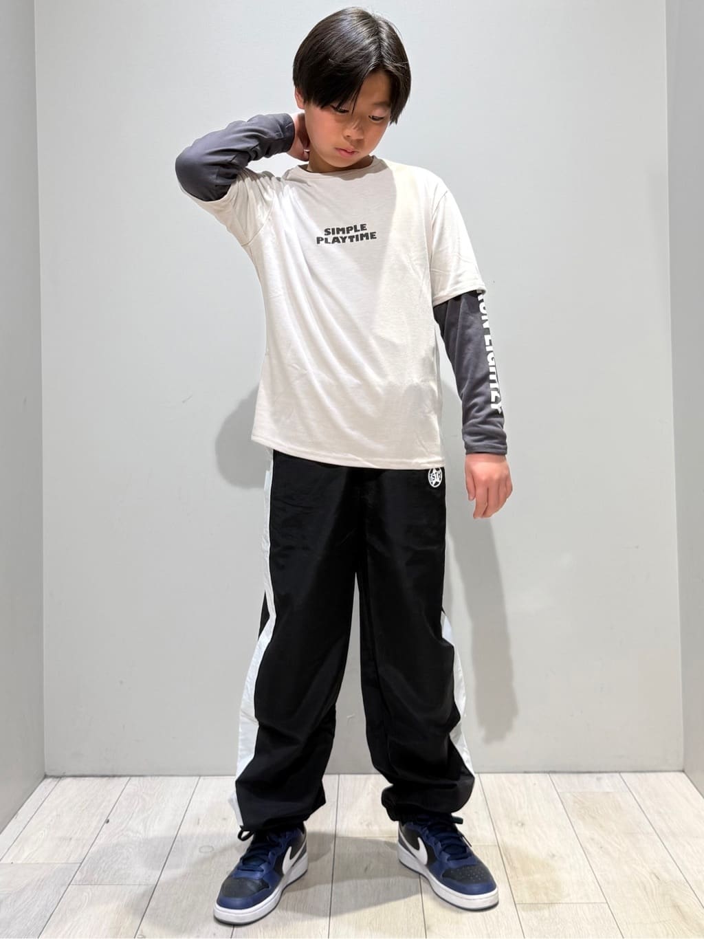 kuboさんの「THE SHOP TK｜【110-160】袖レイヤード長袖迷彩アップリケ」を使ったコーディネート