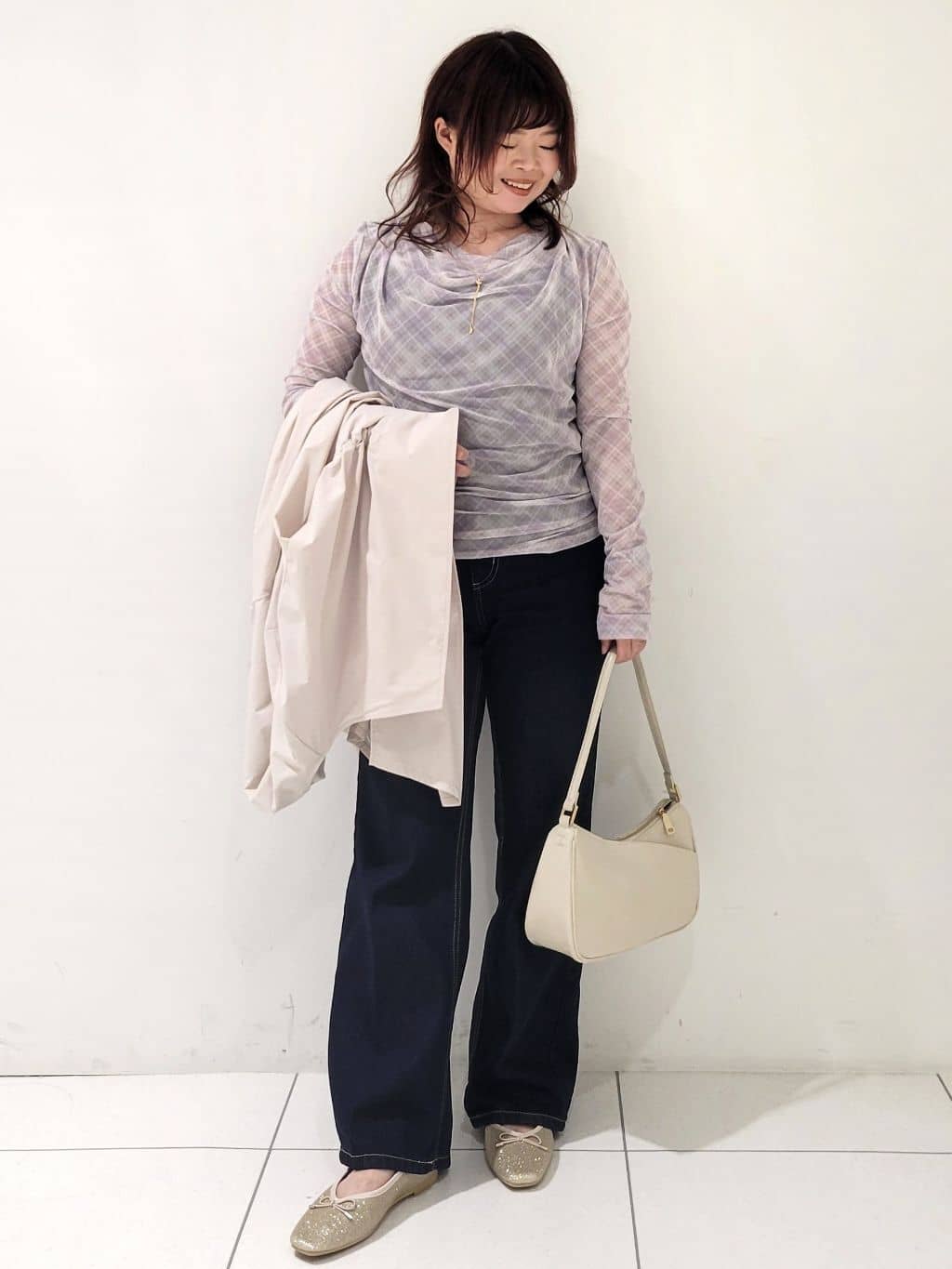 kinaさんの「index｜ヴィンテージクロスノーカラーロングコート【洗濯機OK／ストレッチ／イージーアイロン】」を使ったコーディネート