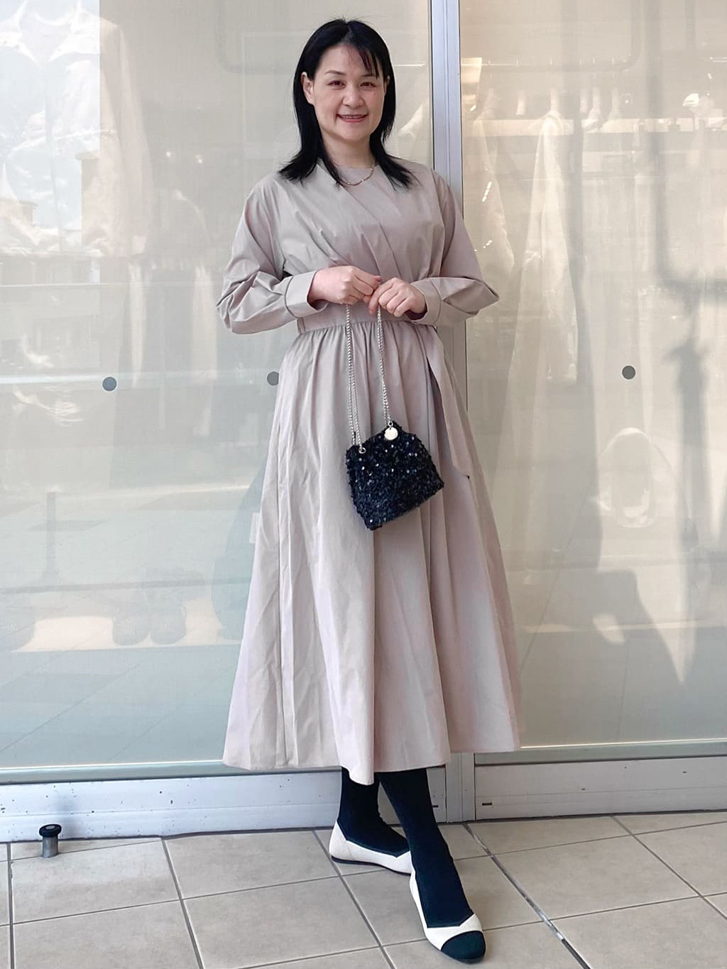 Jeanさんの「OPAQUE.CLIP｜カシュクール風デザインワンピース【洗濯機OK】」を使ったコーディネート