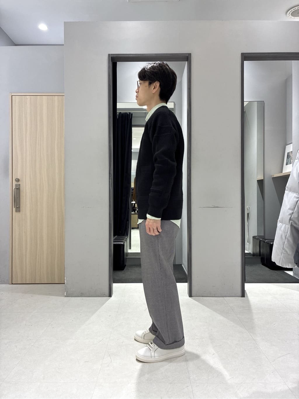 わいずみさんの「TAKEO KIKUCHI｜畦編みチェック プルオーバーニット」を使ったコーディネート
