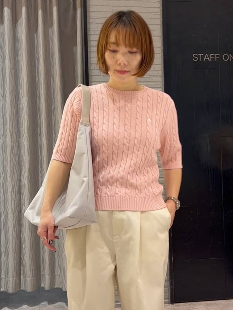 ga_riさんの「THE SHOP TK｜【POLO BCS 別注】5分袖ケーブルニット」を使ったコーディネート