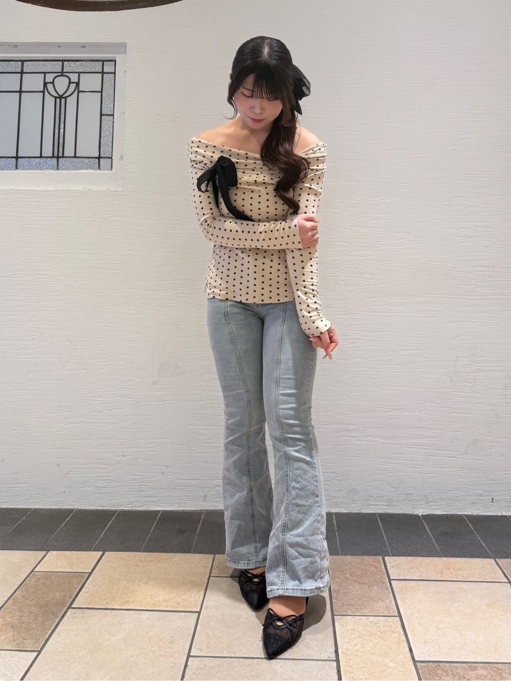 Nさんの「ESPERANZA｜チュールリボンバックストラップパンプス」を使ったコーディネート