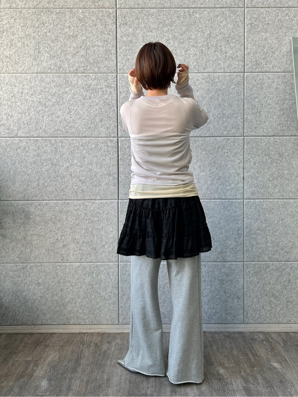 harunaさんの「CODE A｜sheer combi layer tops」を使ったコーディネート