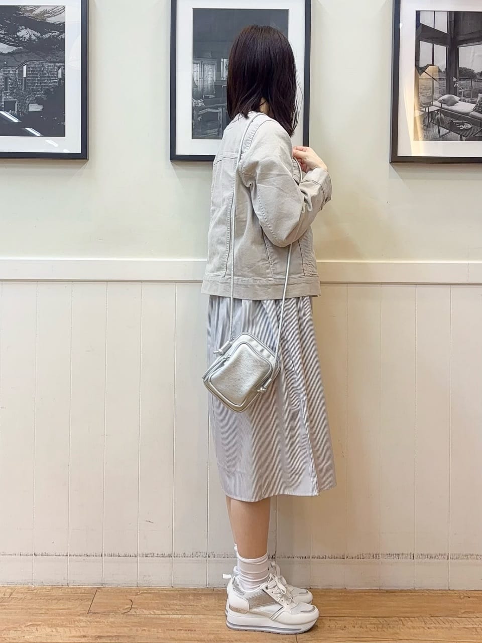 えぬさんの「SHOO･LA･RUE｜【S-LL/体型カバー】ストライプが爽やか　ベストドッキングシャツワンピース」を使ったコーディネート