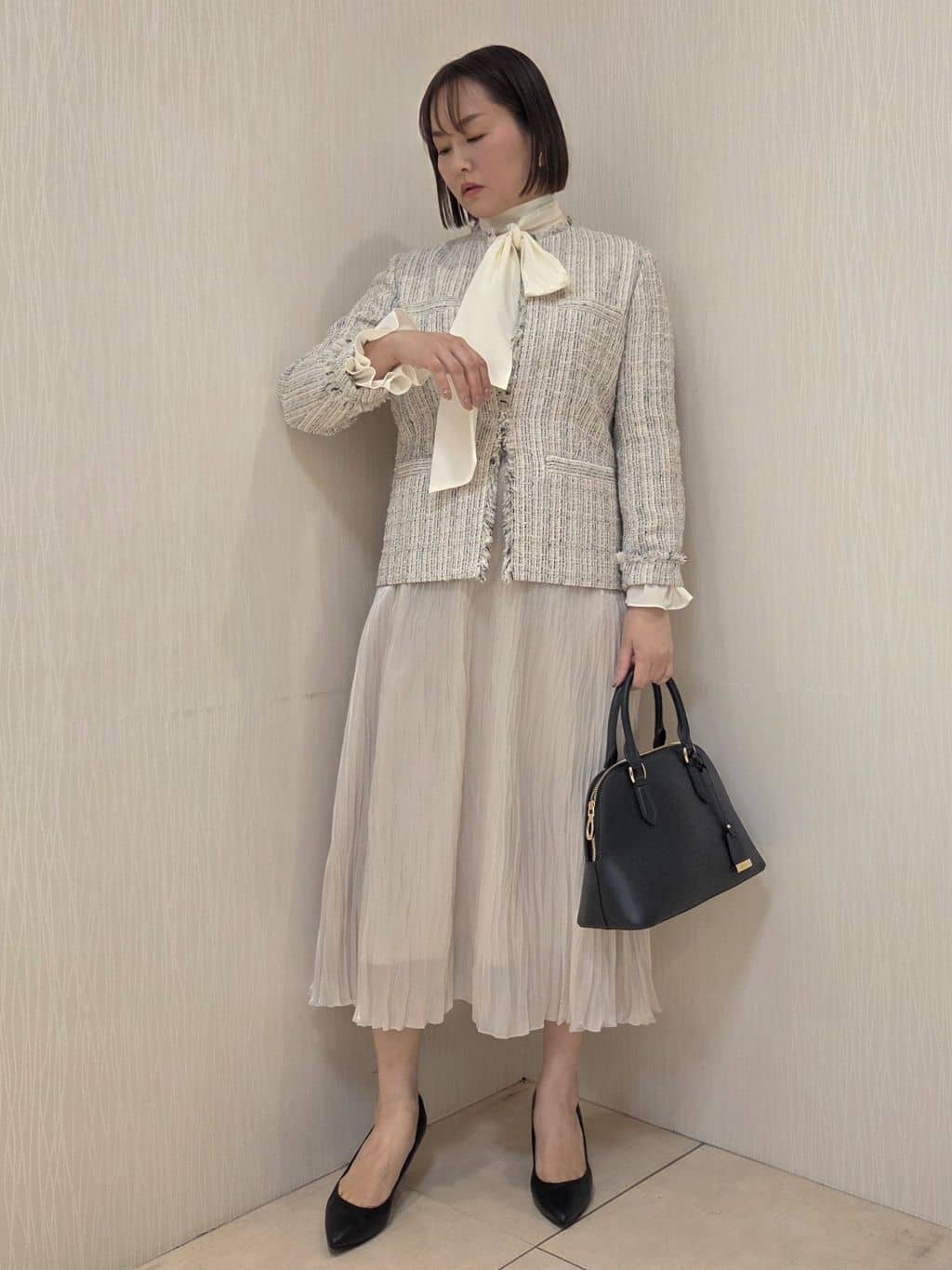 naokoさんの「UNTITLED｜◆【セレモニー/華やか】2WAYボウタイブラウス」を使ったコーディネート