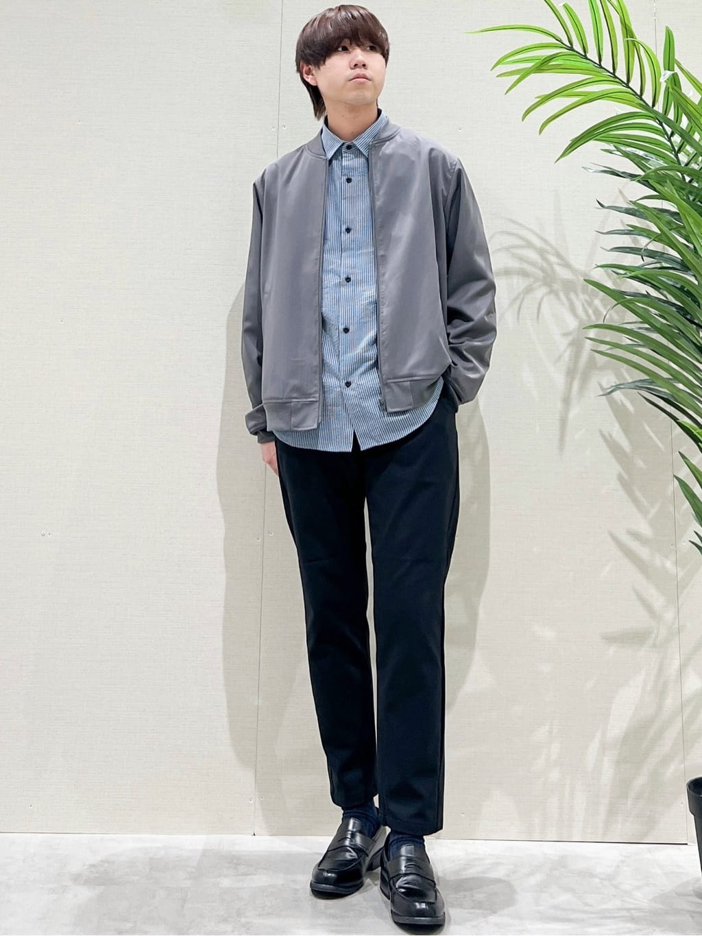 SHI-MAさんの「THE SHOP TK｜FLEX LINE ストレッチリブブルゾン　ストレッチ/防シワ/マシンウォッシャブル/セットアップ可」を使ったコーディネート