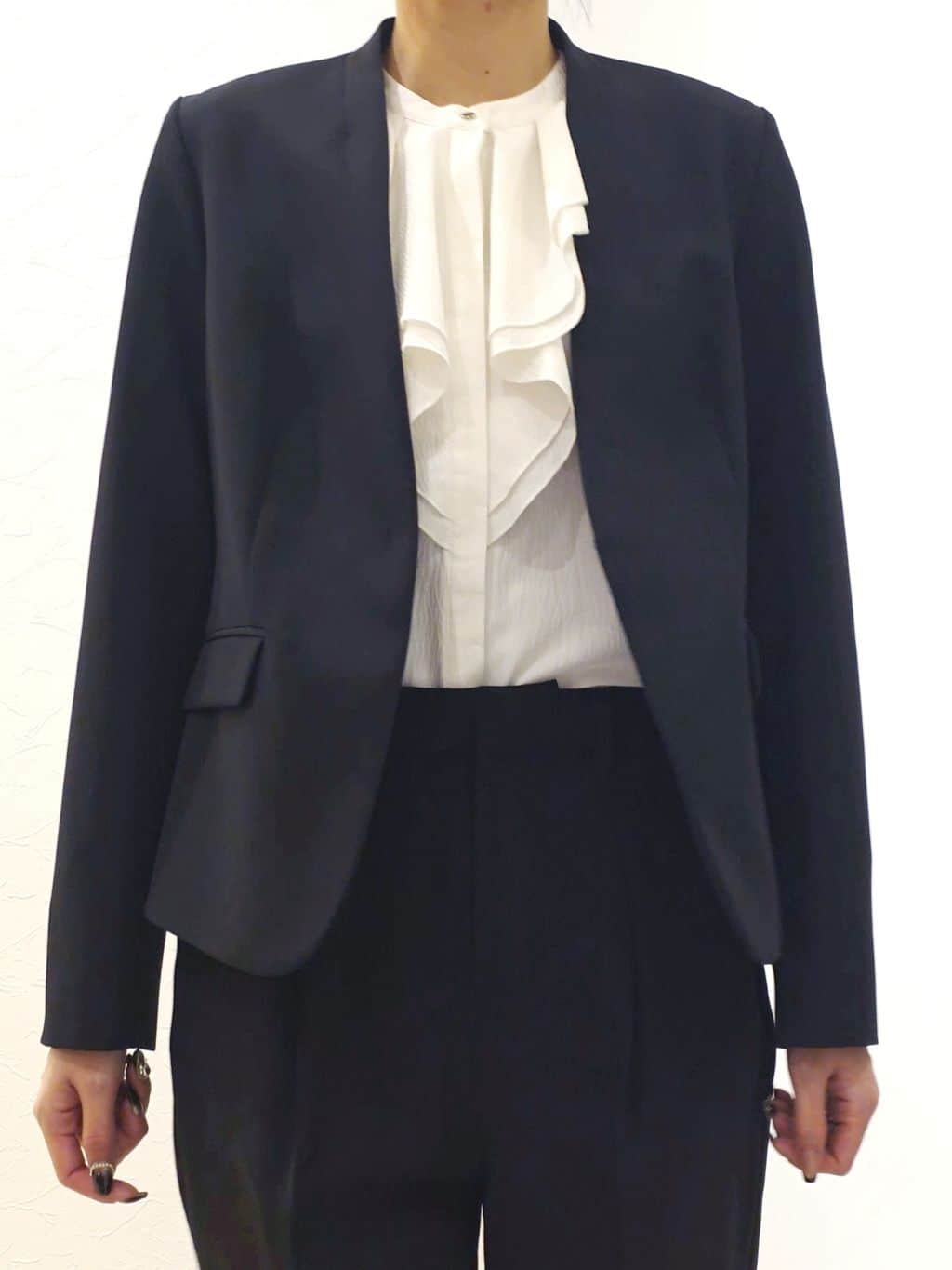 ケイさんの「grove｜【マシンウォッシュ／防シワ/SS-3L】ストレッチノーカラージャケット」を使ったコーディネート