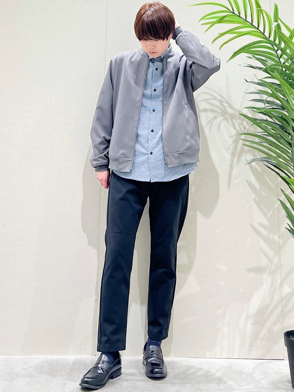SHI-MAさんの「THE SHOP TK｜FLEX LINE ストレッチリブブルゾン　ストレッチ/防シワ/マシンウォッシャブル/セットアップ可」を使ったコーディネート