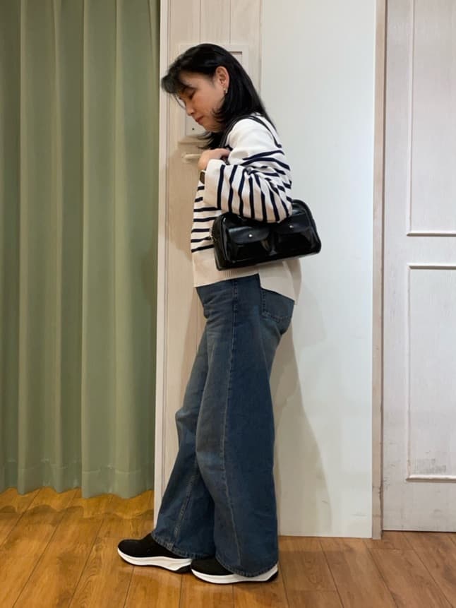 ke-yさんの「SHOO･LA･RUE｜楽にきちんと見られたい　大人カジュアルボーダーニット」を使ったコーディネート