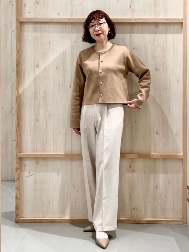 nakoさんの「THE SHOP TK｜ハーフミラノカーデ」を使ったコーディネート
