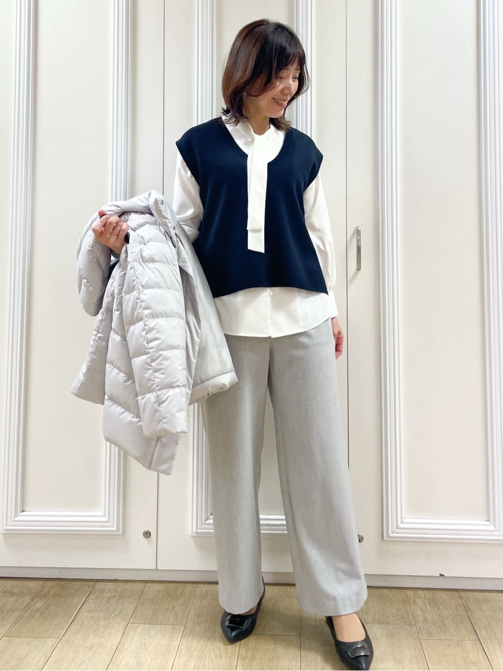 めいさんの「Reflect｜【SS-4Lサイズ】フーデッドミドルダウンコート」を使ったコーディネート