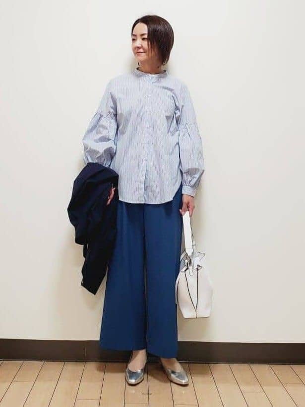 yuuさんの「Reflect｜【レイヤードにおすすめ◎】バンドカラーボリュームスリーブシャツ」を使ったコーディネート