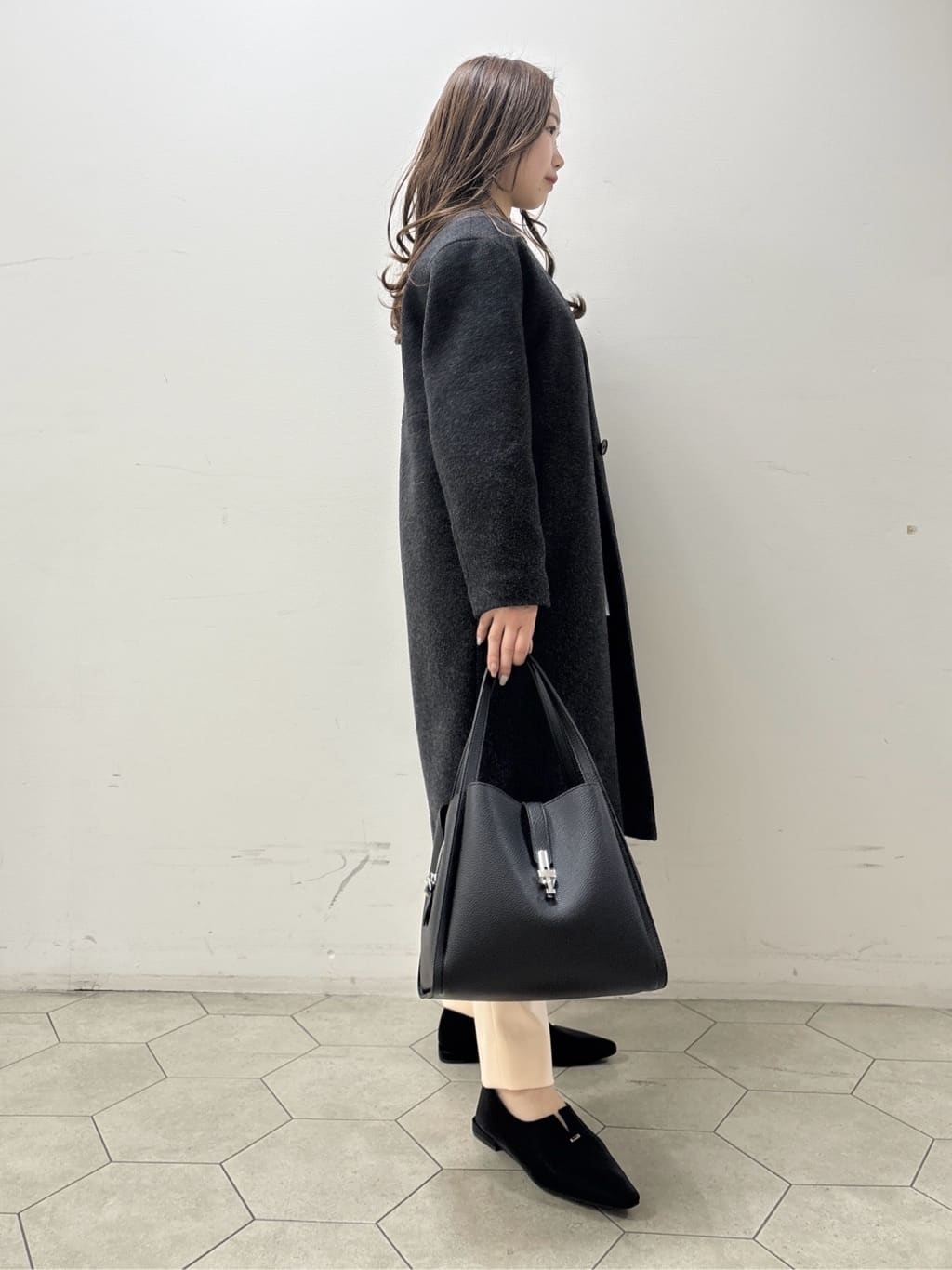 kahoさんの「INDIVI｜【軽量／ウール混】ライトフォルム ロングコート」を使ったコーディネート