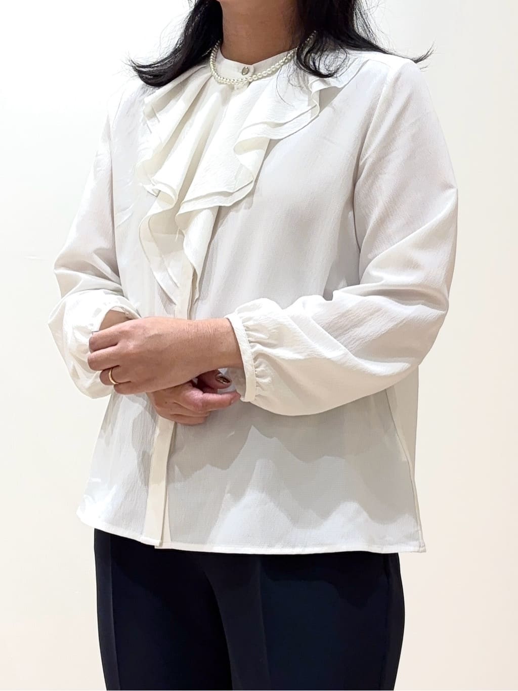 miraiさんの「grove｜【マシンウォッシュ／防シワ/SS-3L】ストレッチノーカラージャケット」を使ったコーディネート