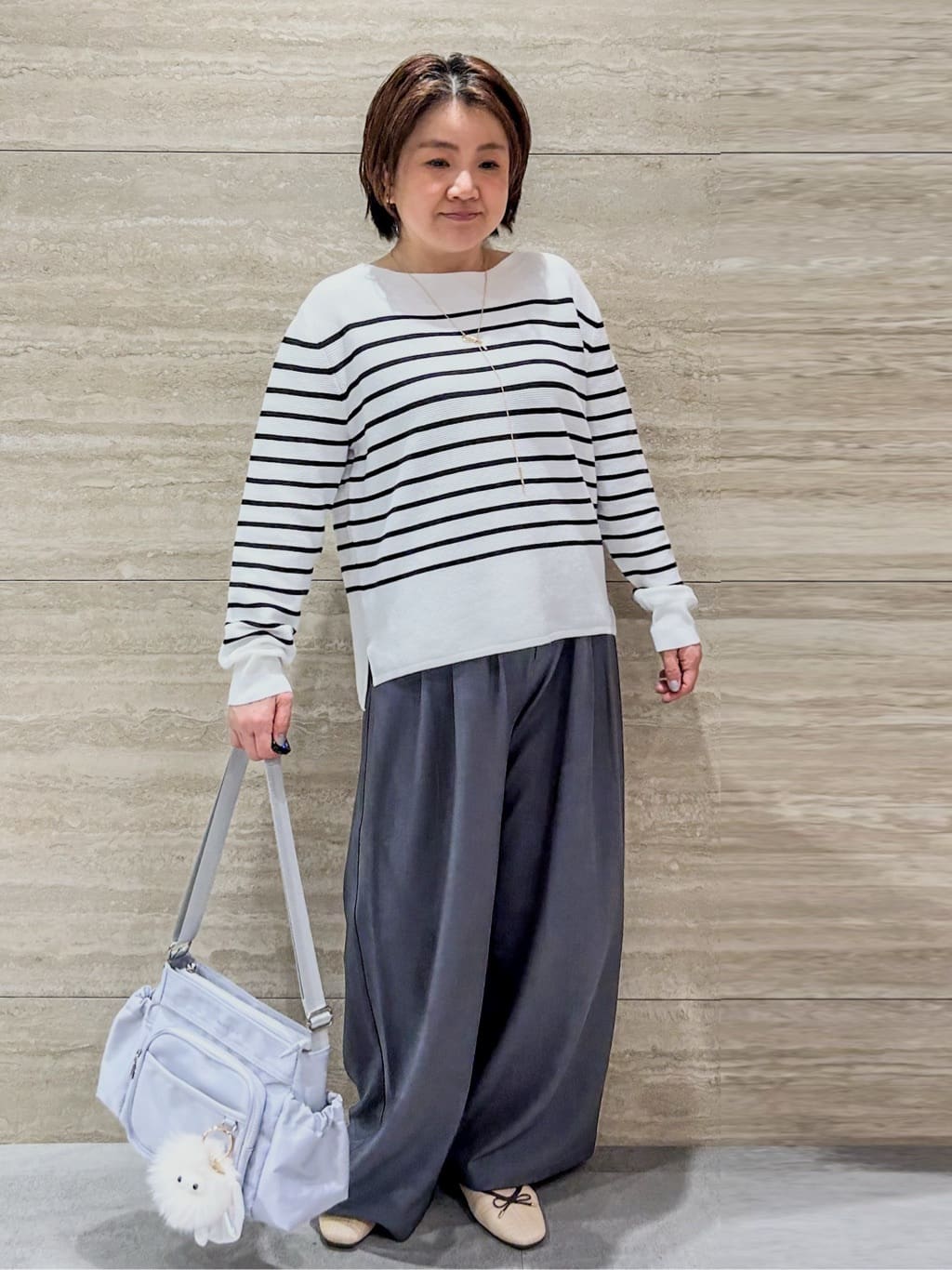 NAMIさんの「OPAQUE.CLIP｜【UV】ボートネックガーターニット《6col／洗濯機OK》」を使ったコーディネート