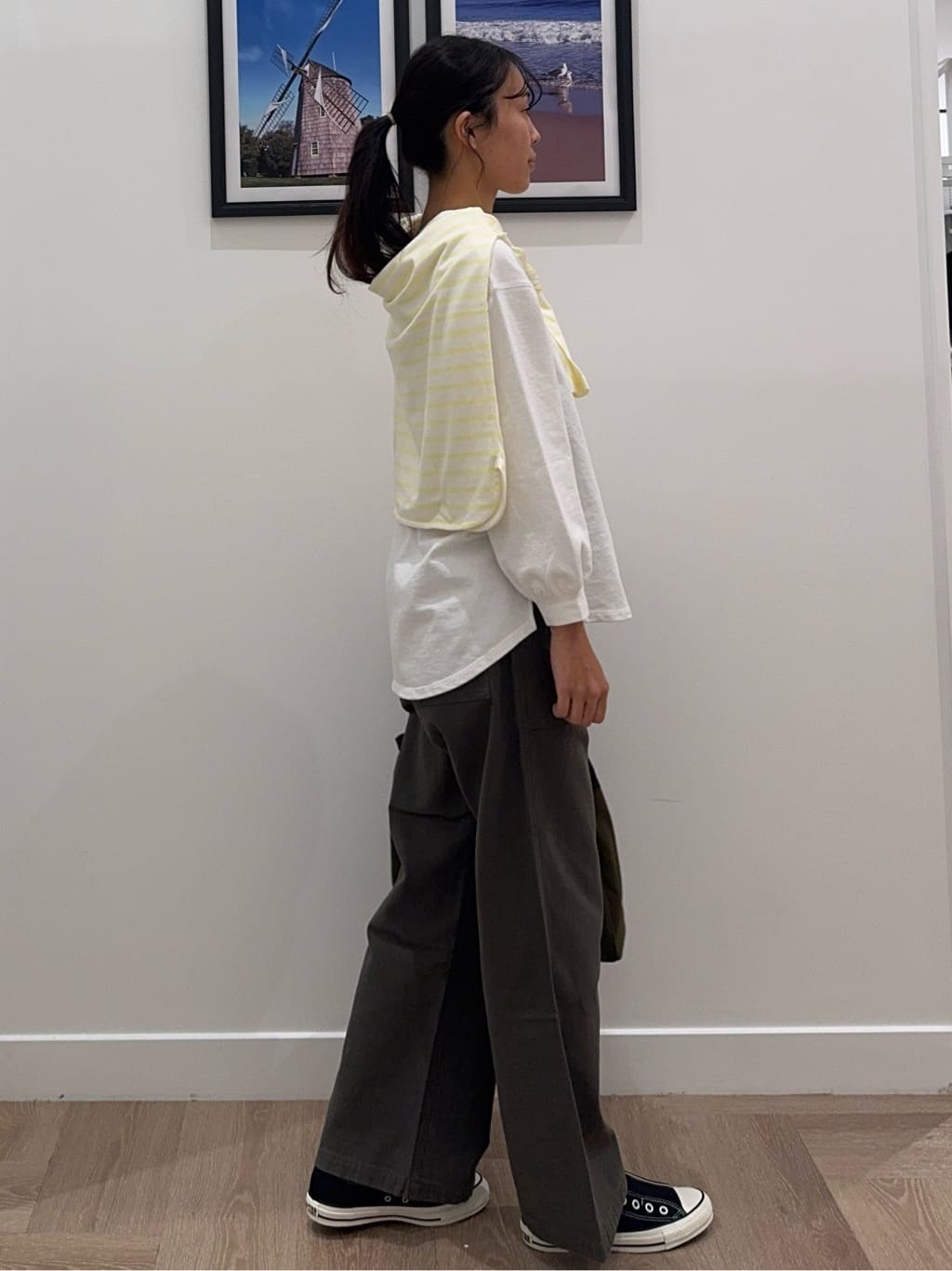 NOZOMIさんの「Dessin｜【360度可愛い・洗える】バックヘンリーカットソー」を使ったコーディネート