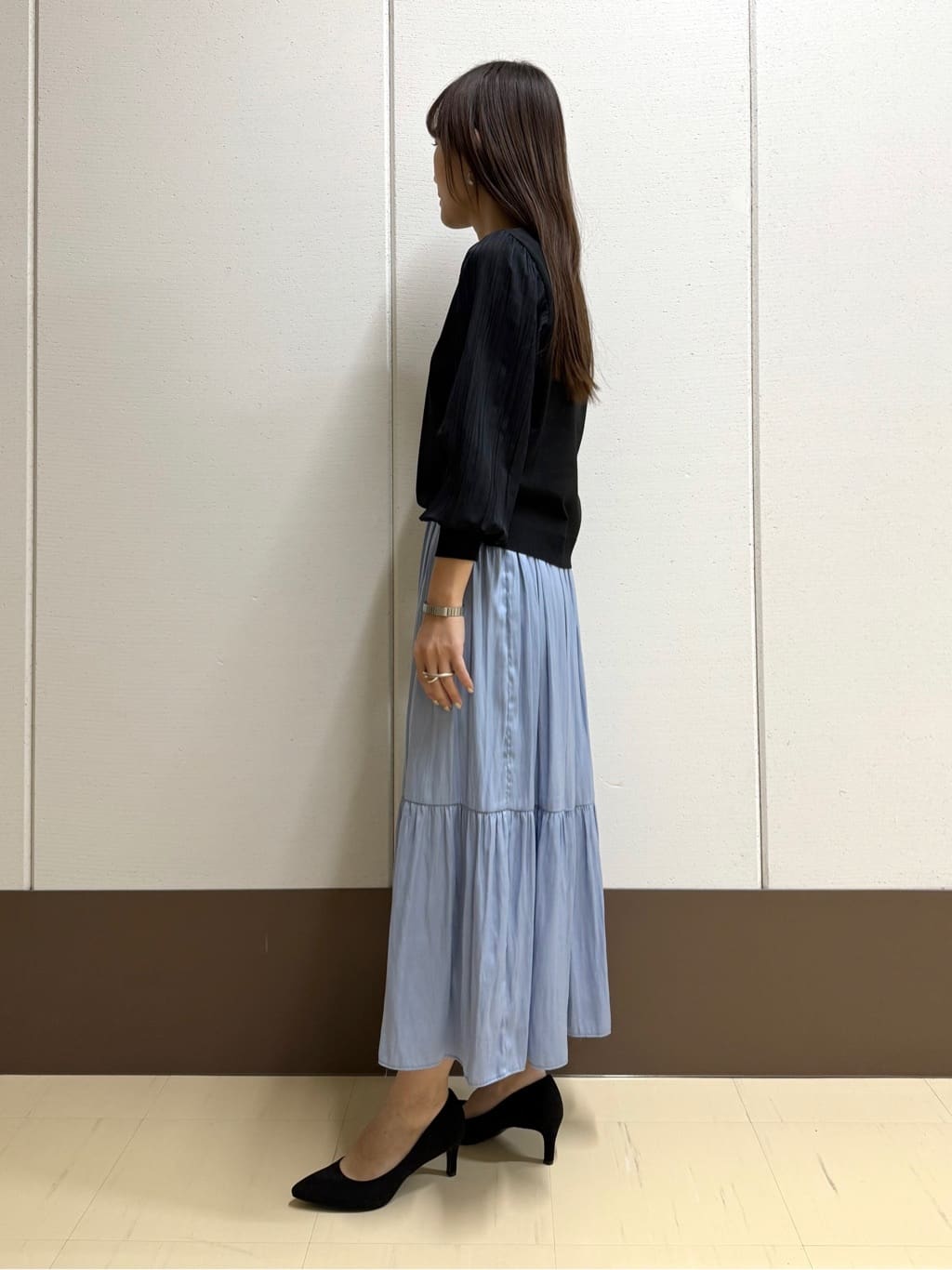 mamiさんの「INDIVI｜【洗える／華やか】袖プリーツニット」を使ったコーディネート