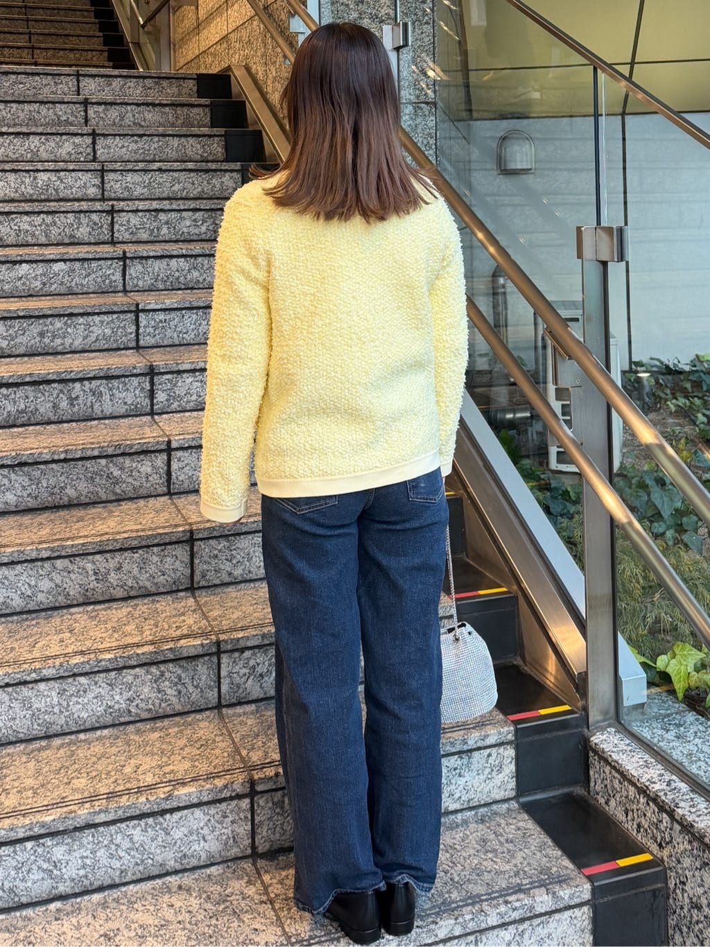 HANNAさんの「OPAQUE.CLIP｜ツイードライクVネックニットカーディガン【洗濯機OK】」を使ったコーディネート