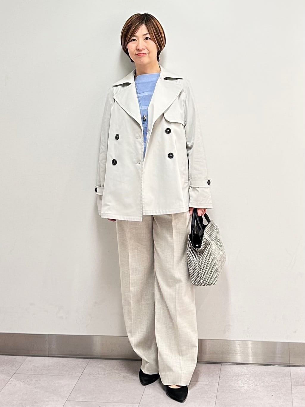 みなこさんの「UNTITLED｜【洗える/後ろウエストゴム】シャンブレーワイドパンツ」を使ったコーディネート