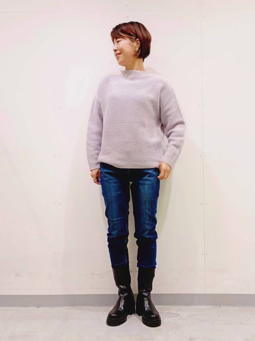 Kさんの「INDIVI｜【洗える／大人ラメ】カラーMIXボトルネックニット」を使ったコーディネート