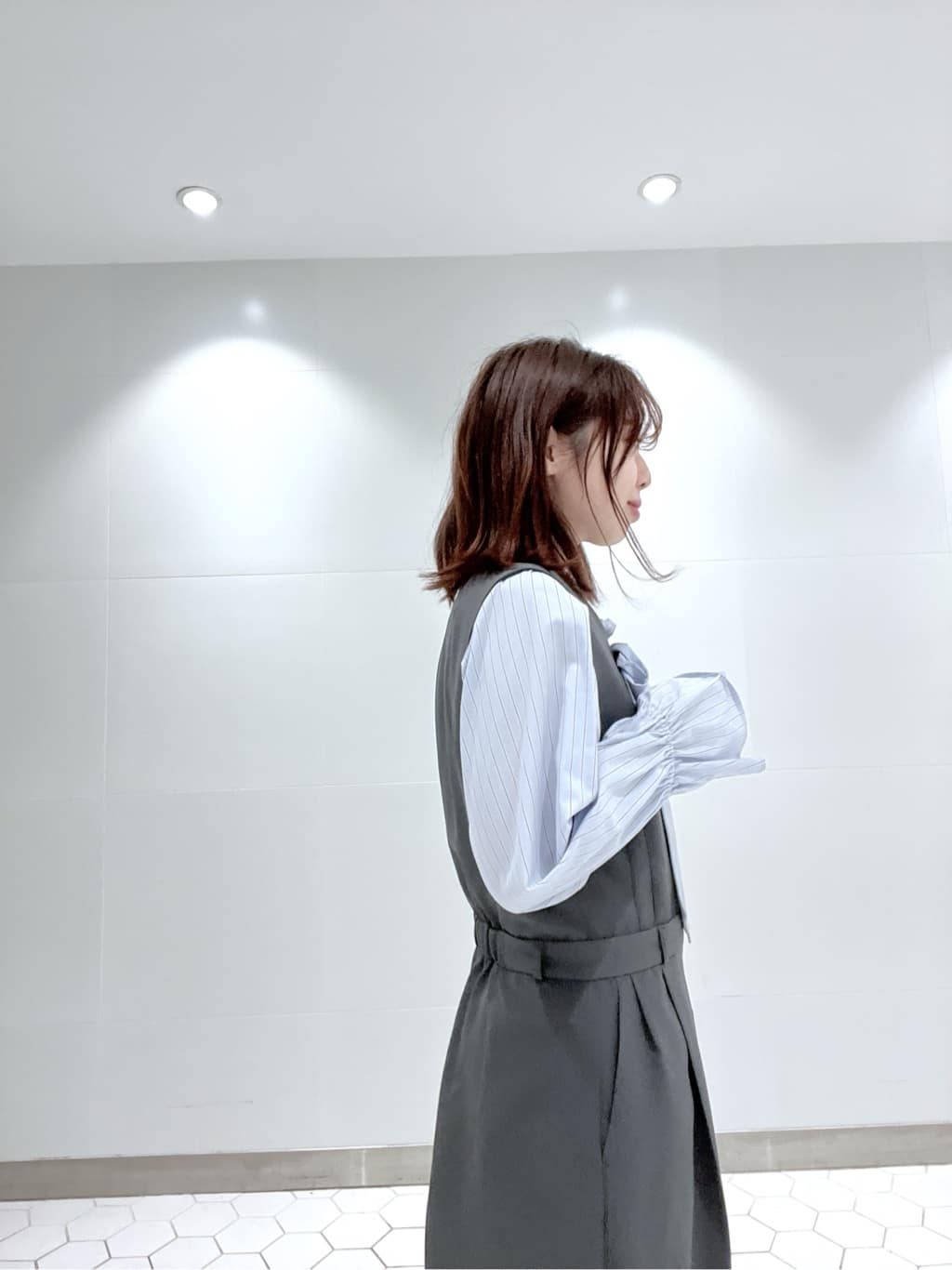 Makinoさんの「Dessin｜【洗える】フリルボウタイストライプブラウス」を使ったコーディネート