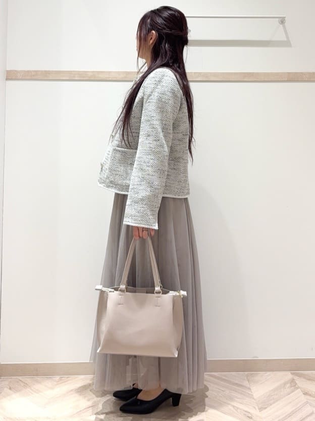 nanaさんの「SHOO･LA･RUE｜【S-3L】オンとオフで印象が変わる ライトツイードジャケット」を使ったコーディネート