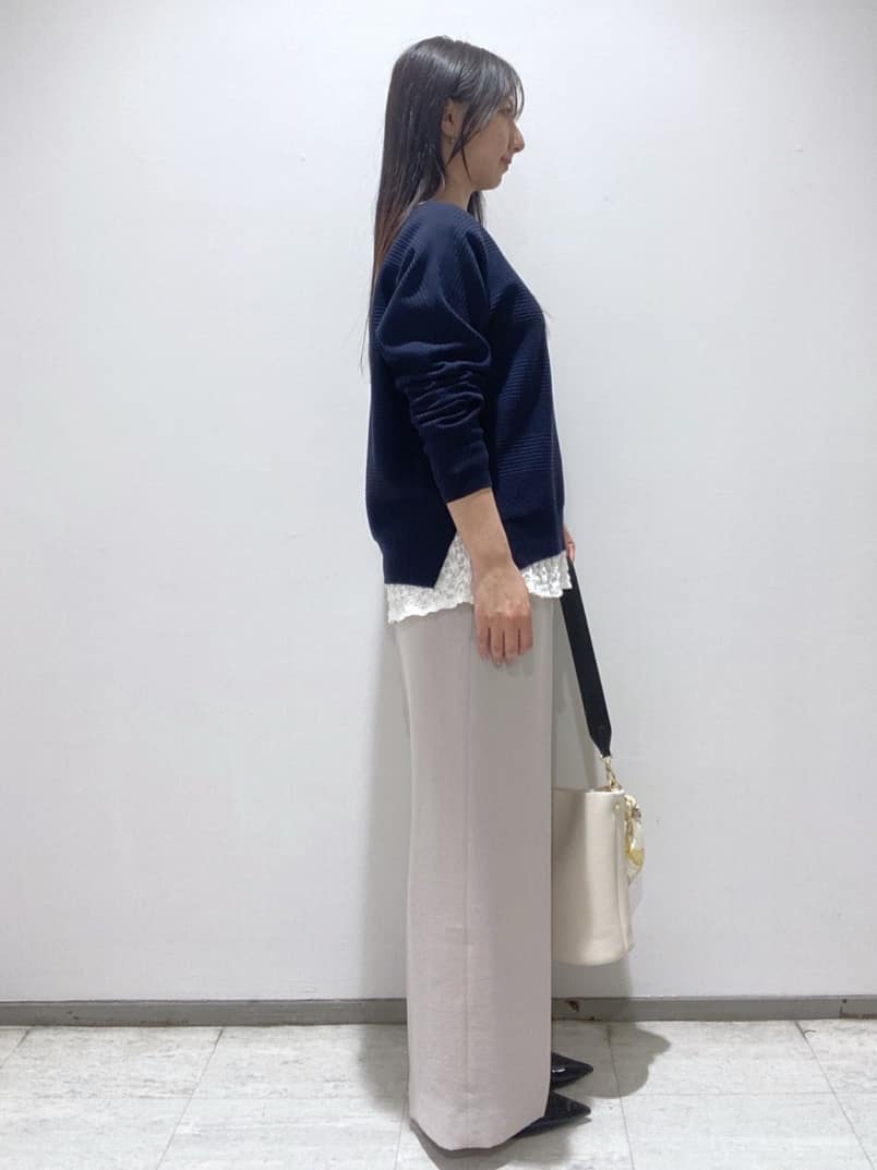 meiさんの「INDIVI｜【洗える／キレイ色】体型カバー無縫製ニット」を使ったコーディネート
