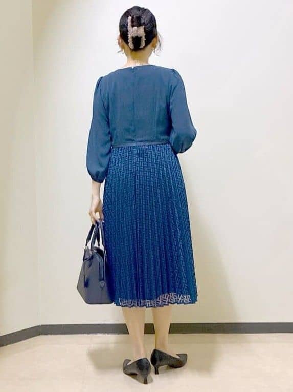  beni_gingerさんの「Reflect｜【SS-4Lサイズ】シフォン&times;幾何柄レースプリーツワンピース」を使ったコーディネート